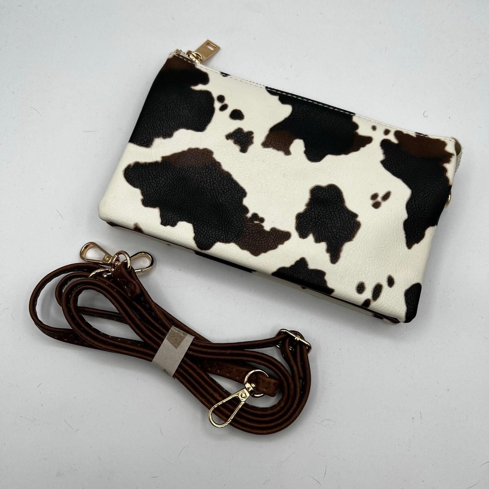 Jen & Co Cow Print Convertible Crossbody Bag - new-without-tags